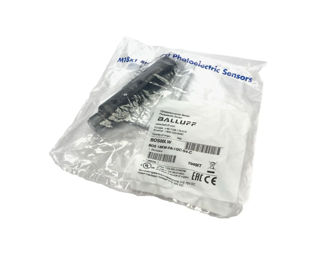 BOS 18KW-PA-1QC-S4-C, BOS00LW | Balluff BOS00LW Retroreflective Photoelectric Sensor BOS 18KW-PA-1QC-S4-C - New