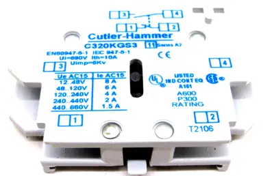 NEW CUTLER HAMMER C320KGS3 AUXILIARY CONTACT SERIES A2