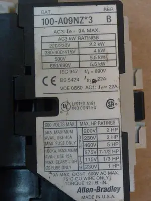 USED ALLEN BRADLEY 100-A09NZ.3 SER B