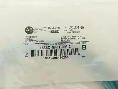 Allen Bradley 1585D-M4TBDM-2 Ethernet Media Patchcord M12 Male 2M Ser B Lot of 4