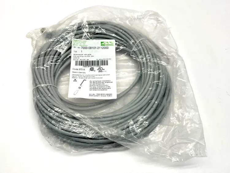 New | in-Stock Murrelektronik Single Ended M8 female 90° A-cod. with cable Cable & Wire Michigan US | Maverick Industrial Sales #1392935