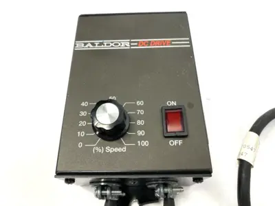 USED BALDOR INDUSTRIAL MOTOR 33:1 1725RPM W/ BC138 DC MOTOR SPEED CONTROL