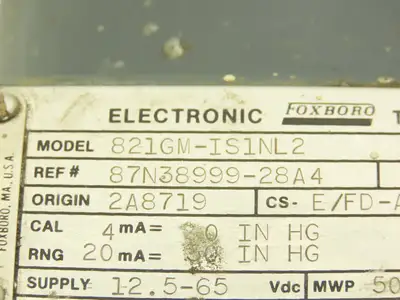 Foxboro 821GM-IS1NL2 Pressure Transmitter 1/2"NPT 12.5-65vdc