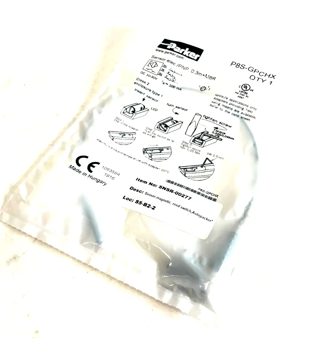 NEW PARKER P8S-GPCHX SENSOR P8SGPCHX