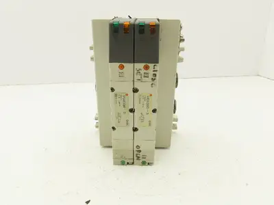 SMC VQ4300-5 Pneumatic Solenoid Valve 24VDC 2-Station Plug-In Manifold