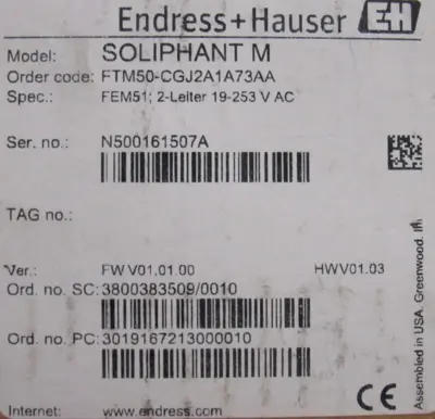 NEW ENDRESS HAUSER FTM50-CGJ2A1A73AA LEVEL SWITCH FTM50CGJ2A1A73AA