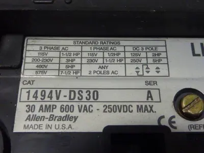 USED ALLEN BRADLEY 1494V-DS30 SER A
