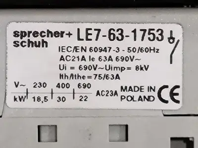 NEW SPRECHER + SCHUH LE7-63-1753