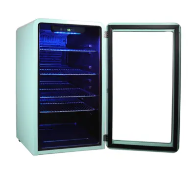 Magic Chef 3.4 CU. FT. RETRO BEVERAGE COOLER IN MINT GREEN