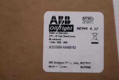 ABB A3SSBA-6AAB-92 OIL TIGHT NEMA 4, 12 2NO - 2NC - STOCK GF217