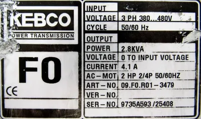 USED KEBCO 09.F0.R01-3479 POWER TRANSMISSION 09F0R013479