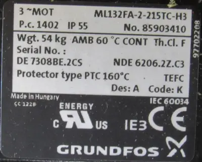 NEW GRUNFOS MTR15-5/5 A-WB-A-HUUV COOLANT PUMP 96516549 MTR1555AWBAHUUV