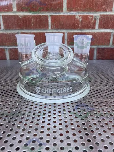 NEW CHEMGLASS CG-1946-50 REACTION VESSEL 5 NECK LID 200MM, 45/50 JOINTS.