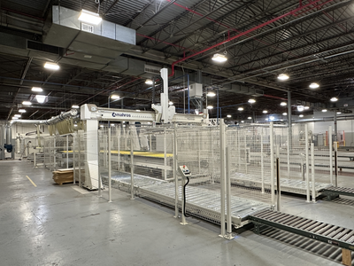 Stefani Evolution SSB Double-Sided Edgebander w/ Mahros Automatic Vacuum Loading & Unloading