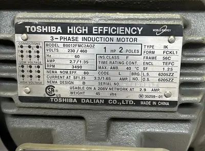 Used TOSHIBA B0012FMC2AOZ Motors (misc) Ohio US | Surplus Asset Holdings #1242757