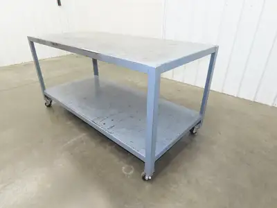 Mobile Machine Table 12 Gauge Steel Top Base Table Work Bench 72x34x36"