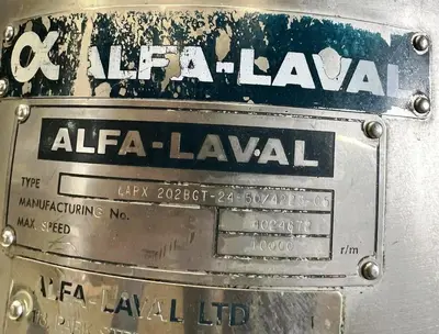 Alfa-Laval LAPX 202 BGT-24-50 lab separator, 316SS.