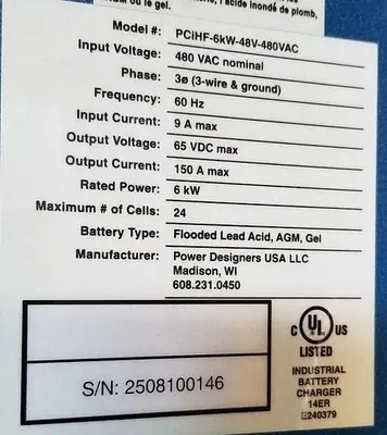 USED 2010 POWER DESIGN USA PCIHF-6KW-48V-480VAC