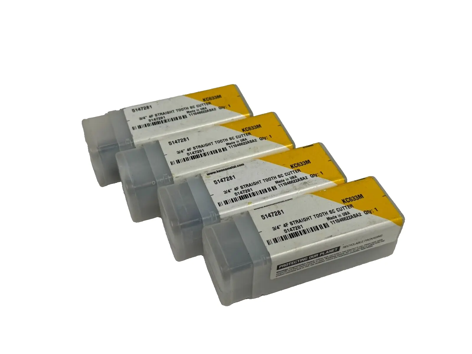 LOT OF 4 NEW KENNAMETAL 5147281 3/4'' 4F STRAIGHT TOOTH SC CUTTERS 111046622ASA2