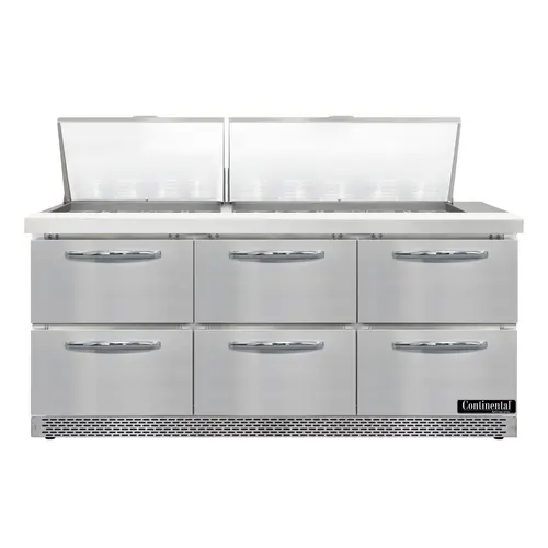 Continental D72N27M-FB-D 72" Designer Line Sandwich/salad Prep Table W/ Refrigerated Base, 115v