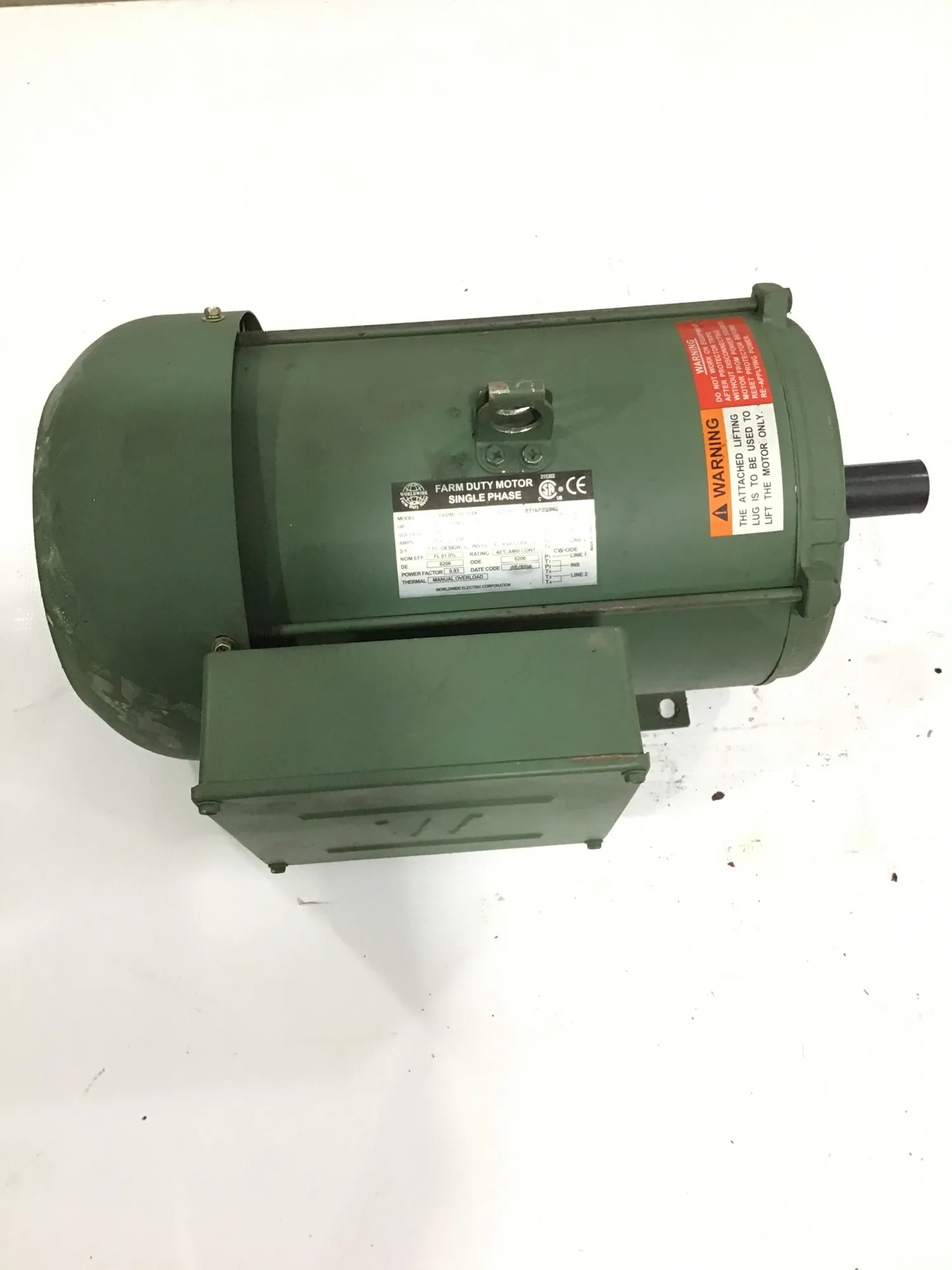 Worldwide Electric FARM5-18-184T Farm Duty Single Phase Electric Motor 5HP