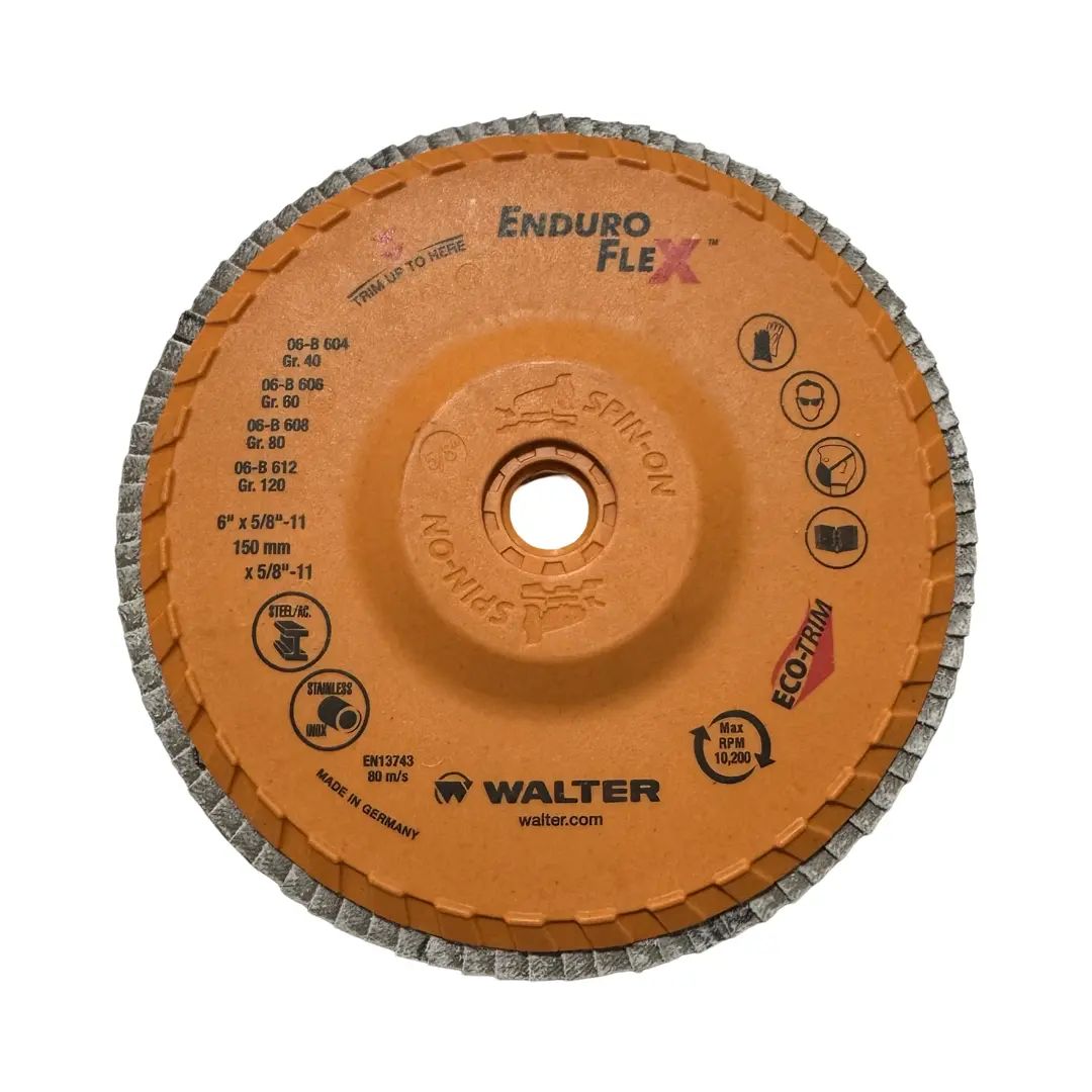 Walter Enduro-Flex 6" x 5/8-11 Spin-On Flap Disc Wheel 60 Grit Zirconia Alumina