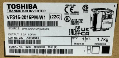 NEW TOSHIBA VFS15-2015PM-W1 TRANSISTOR INVERTER 3PH 200/240V 50/60HZ