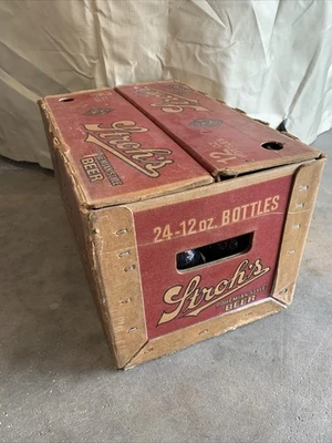 Strohs Bohemian Beer Plastic Coated Cardboard Case w/24 12oz Bottles Glass