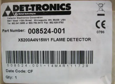 Det-Tronics X5200 A (008524-001) UV Flame Detector X5200A4N15W1 NEW C16
