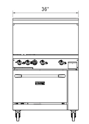 New | in-Stock Dukers New Dukers DCR36-2B24GM 36" Gas Range with Two (2) Open Burners & 24" Flat Top Griddle Commercial Ranges Illinois US | Falcon Restaurant Supply #1376281