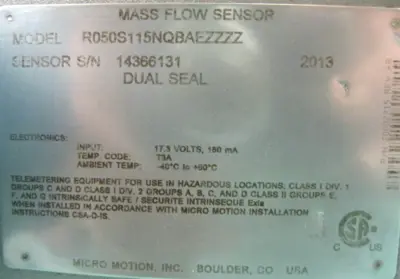 USED Micro Motion R050 S115NQBAEZZZZ