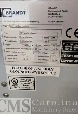 USED 2014 BRANDT OPTIMAT KDF 440C EDGEBANDER