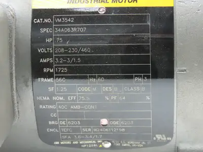 Baldor Reliance VM3542 AC Motor 3/4Hp 1725rpm 230/460V 3Ph 56C TEFC