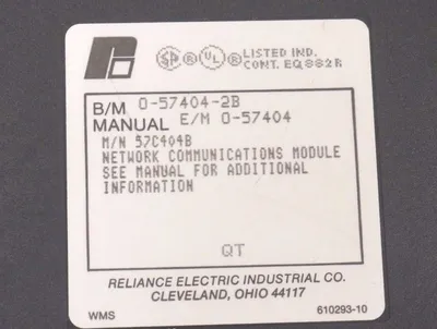 RELIANCE ELECTRIC 0-57404-2B NETWORK COMMUNICATION MODULE 0-57404, 57C404B
