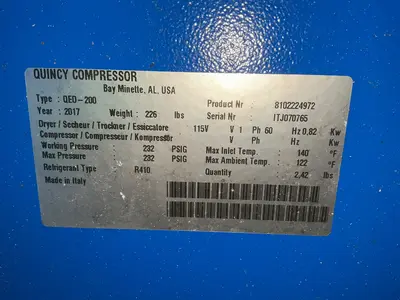 Used 2017 QUINCY COMPRESSOR QED200 Miscellaneous MRO Ohio US | HGR 24 #1566860