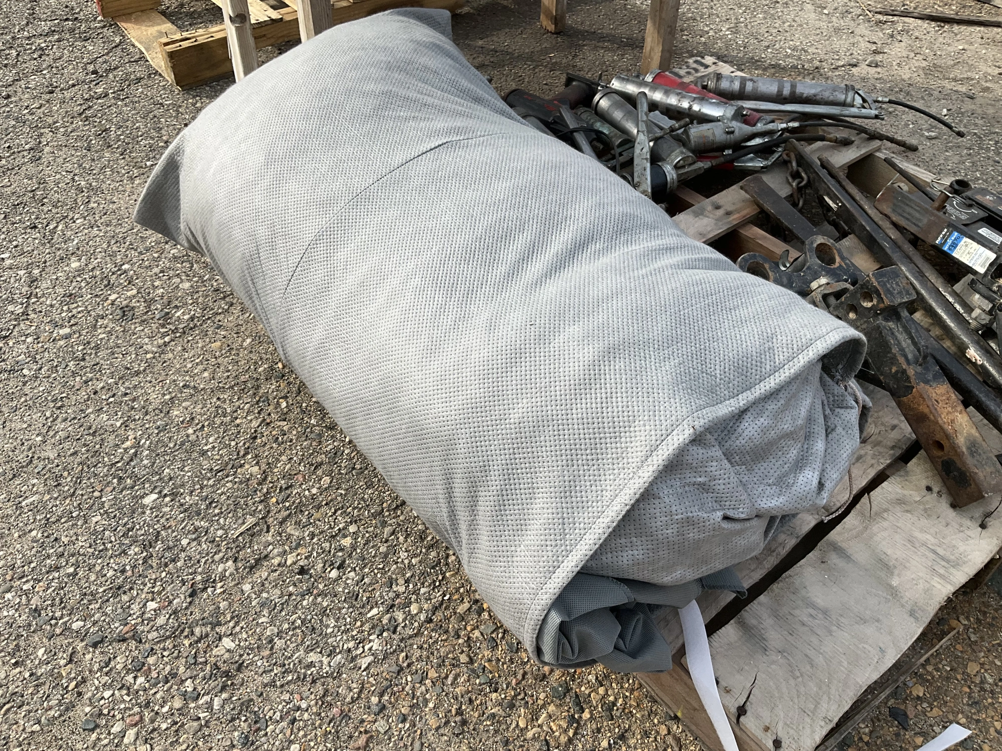 Gray pu camper cover comes with bag for storage