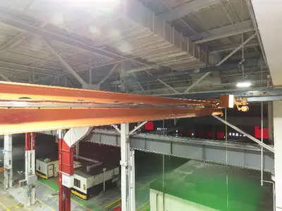 Cleveland Tramrail P&H 1 Ton Single Girder Underhung Bridge Crane 45' 10" Span
