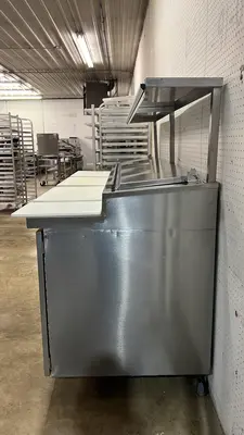 Used Kairak Used 91" Kairak KBP-91S 3 Door Refrigerated Stainless Steel Prep Table - 115V - JJ Food Prep Tables Illinois US | Falcon Restaurant Supply #1373551