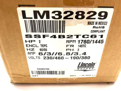 New | in-Stock Lincoln Signature Series TEFC Motor 3-Ph 2HP 1800rpm A.C. Motors Michigan US | Maverick Industrial Sales #1397565