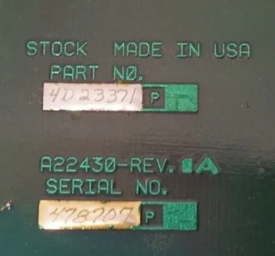 NEW STOCK EQUIPMENT A22430 REV. A TOTALIZED WEIGHT INTERFACE PANEL A22430 D23347