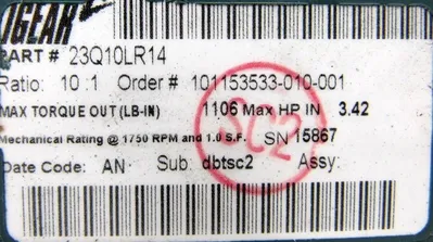 NEW BALDOR 23Q10LR14 SPEED REDUCER RATIO 10:1 101153533-010-001