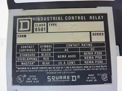 USED SQUARE D 8501-X0 20