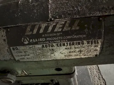 2,000 LBS X 12" LITTELL MODEL #20-12 DOUBLE END PULL OFF UNCOILER COIL REEL: STOCK #23710