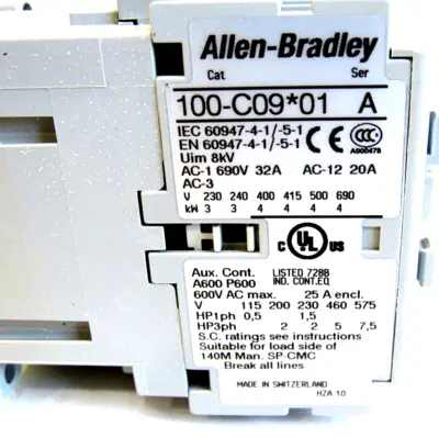 ALLEN BRADLEY 100-C09D01 CONTACTOR SER.A 100C09D01 NEW, SURPLUS