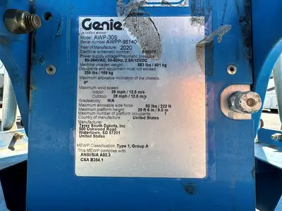 USED 2020 GENIE AWP-30S