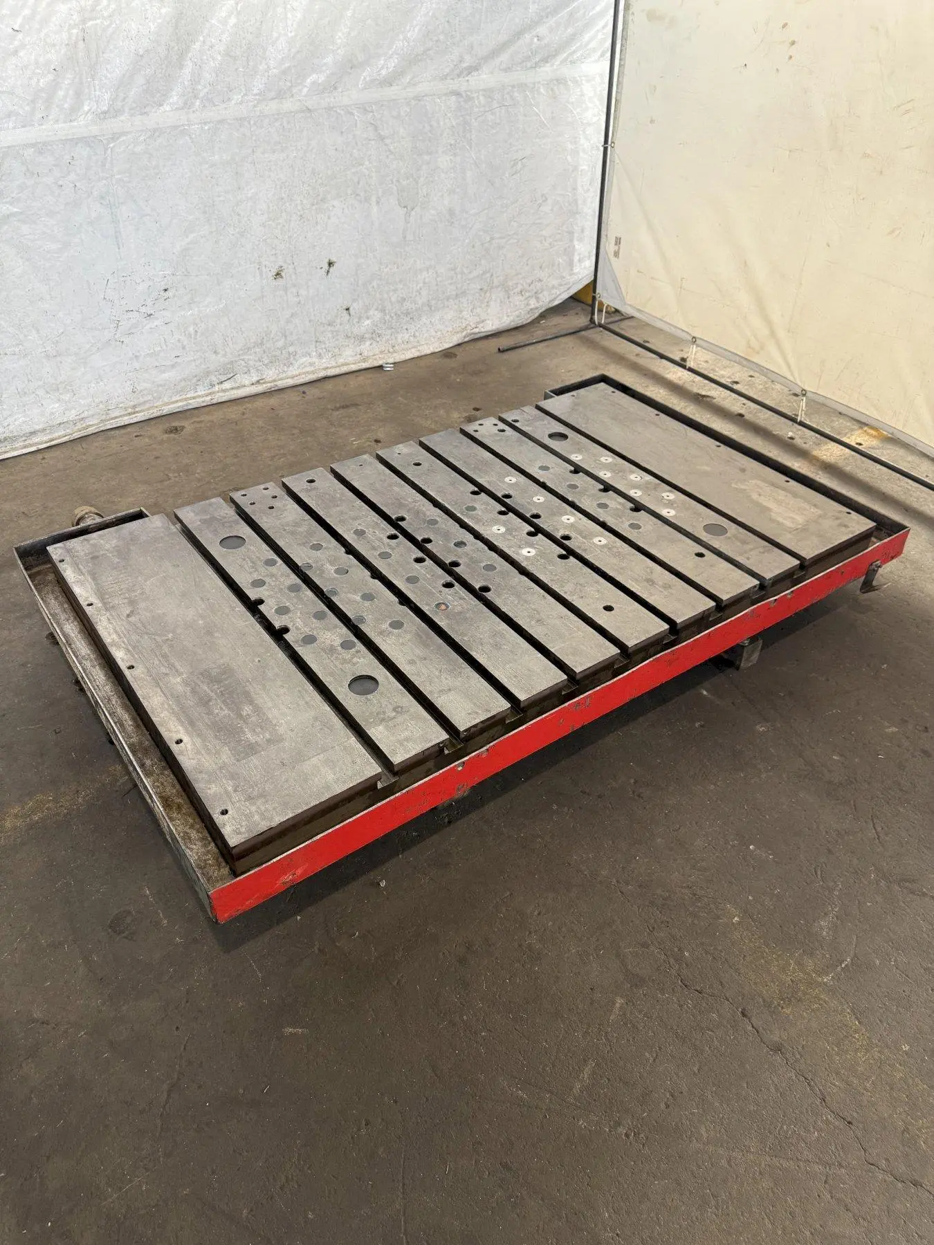42" WIDE X 72" LONG X 6" THICK T-SLOTTED BOLSTER PLATE. STOCK # 1006324