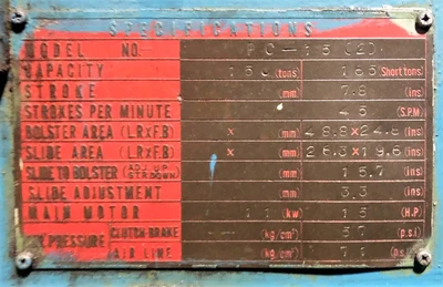 USED 1973 AIDA PRESSES AIDA PC-15(2) PRESS