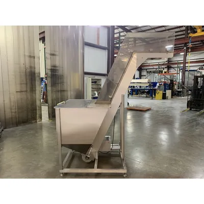 Used 12" Stainless Steel Cleated Incline Loading Belt Conveyor - 84" Ht.