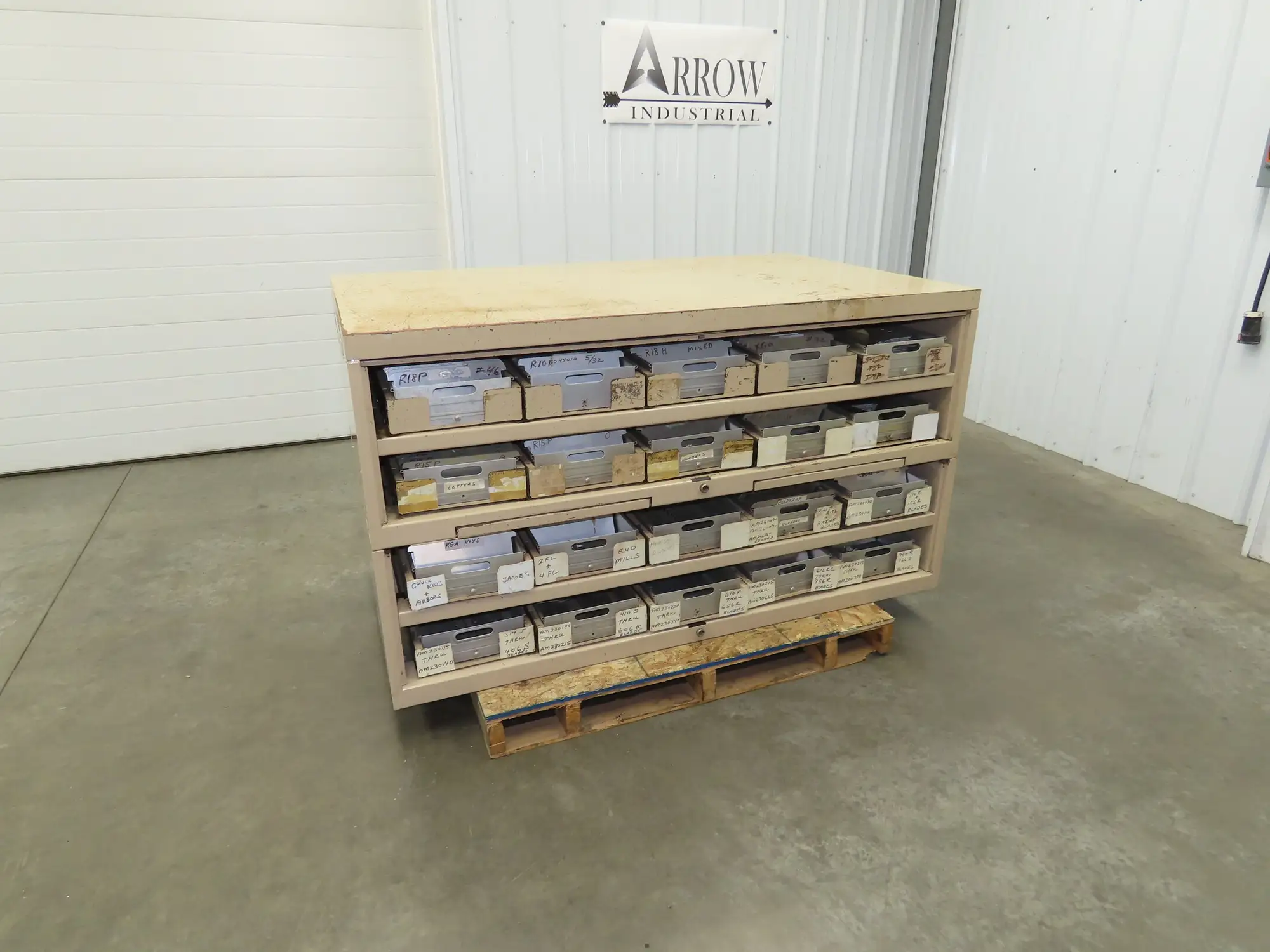 Modular Industrial Storage Cabinet 20 Drawer 61.5x38x34.5" Vintage 17x10" Trays