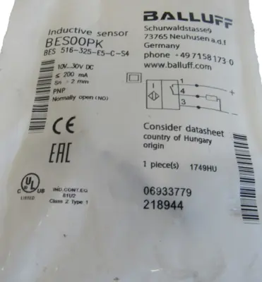 NEW BALLUFF BES 516-325-E5-C-S4 INDUCTIVE SENSOR BES00PK BES516325E5CS4